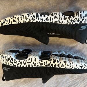 Women’s Skechers black white leopard shoes